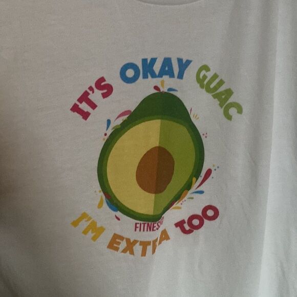 "It's okay guac, I'm extra too" Workout tank, white. Size XL - Picture 7 of 7
